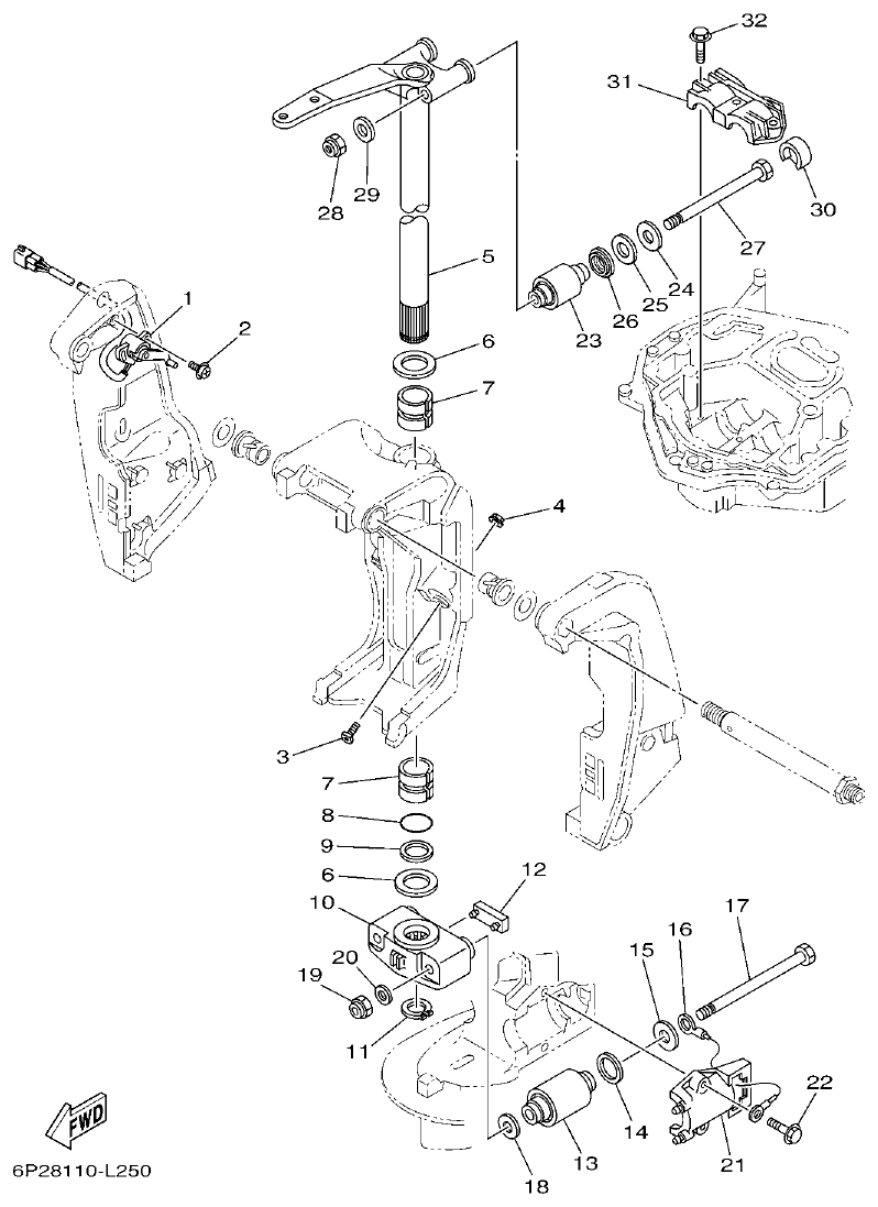 Yamaha F200BET, FL200BET BRACKET 2 parts diagram